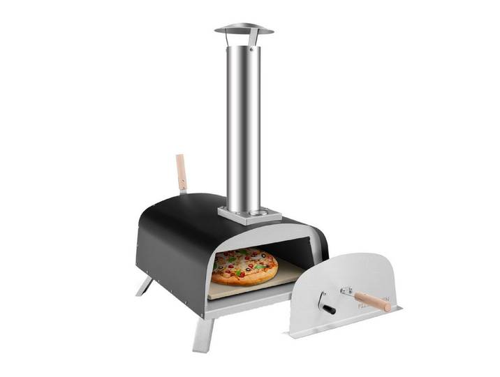COSTWAY Pizzaofen, inkl. Pizzaschieber & Pizzastein, Holz, bis zu 450 °C