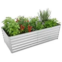 Relaxdays Hochbeet aus Metall 57x180x90 cm Silber