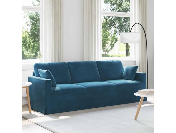 ZQQLVOO Sofa Blau 228 x 78 x 80 cm Samt Modular Design, Metallrahmen, Holzarmlehnen, für Wohnzimmer und Schlafzimmer