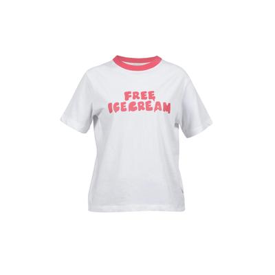 T-Shirt KLEINIGKEIT "Kleinigkeit Free Ice Cream Shirt Girls", Damen, Gr. XS, weiß (hot pink), 100% Baumwolle, bedruckt, normal, Rundhals, Shirts T-Shirt