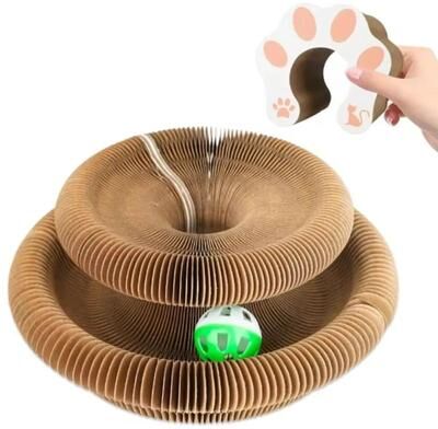 Inspire Essentials KittyKurlz Accordion Cat Scratching Toy brown