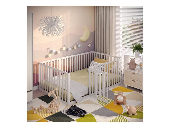 CADANI Kinderbett Bodenbett Laufgitter Teso (flexibler Rausfallschutz, als Laufgitter verwendbar), Montessori