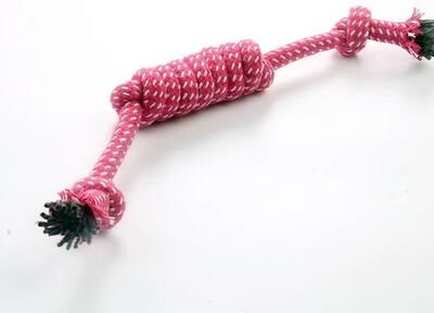 Uplift Essentials High Tensile Braided Rope Toy Industrial Grade Cotton Chew & Outdoor Training Tool For Dogs pink