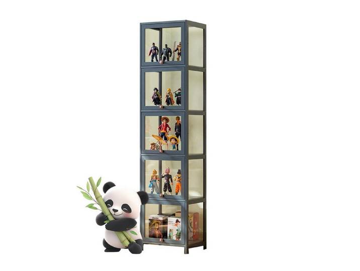 LuxusKollektion Vitrine Vitrinenschrank mit Fächern Grau (1-St)