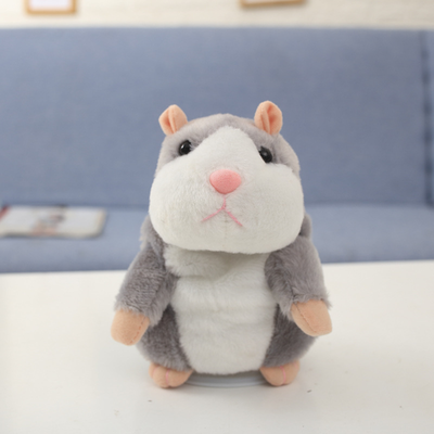 Multisell Products Hub Hamster Doll Soothing Crying Baby Toy, Learn To Imitate Talking Little Hamster, Animal Plush Funny Toy Talking Nod Gift grey