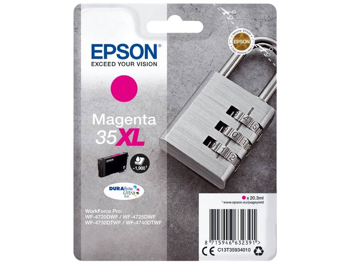 Epson Padlock Singlepack Magenta 35xl Durabrite Ultra Ink - Original - Encre À Pigments - Magenta - Epson - - Workforce Pro Wf-4740dtwf - Workforce Pro Wf-4730dtwf - Workforce Pro Wf-4725dwf - Workfor