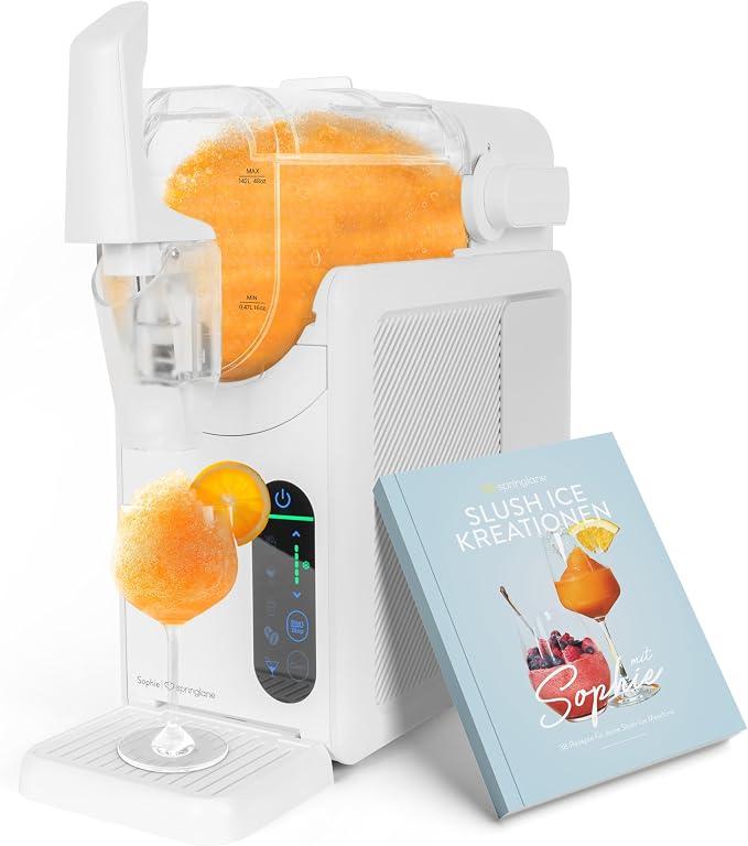 Springlane 2 Liter Slush Maschine inkl. Rezeptbuch, 5-in-1 Slushie Maschine für Slushies, Cocktails, Frappés, Milchshakes oder Weinslush, einstellbare Konsistenz & Selbstreinigung - Weiß