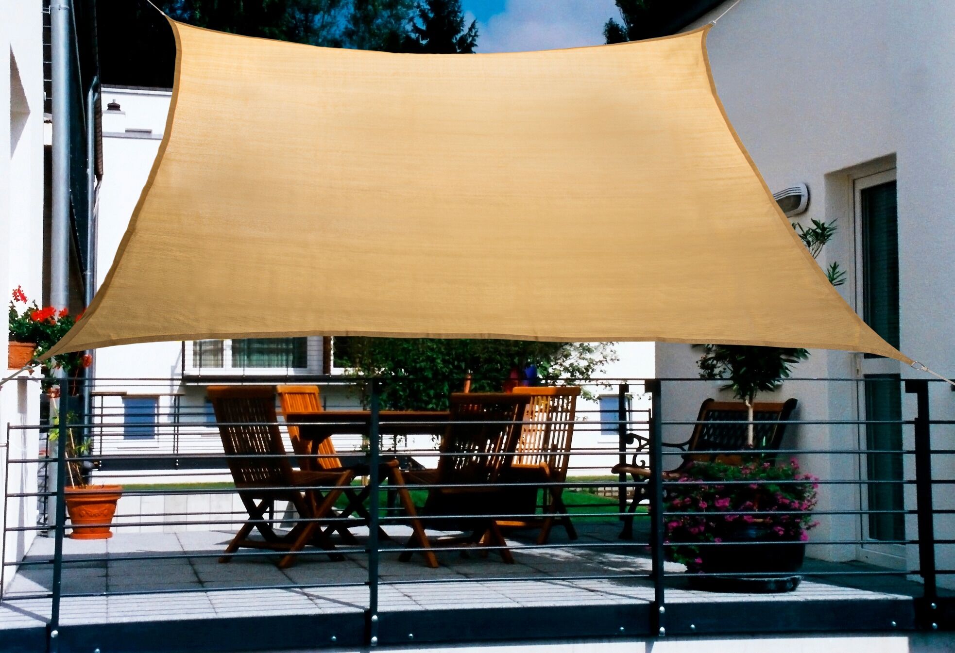 Sonnensegel FLORACORD, beige, B:270cm T:140cm, HDPE (High Density Polyethylen), Sonnensegel, Sonnensegel, BxT: 270x140 cm, weizenfarben beige B/T: 270cm x 140cm