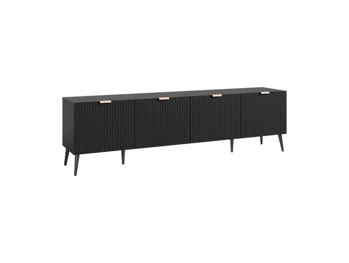 [en.casa] Fernsehschrank Nand, Schwarz, Holzwerkstoff, Metall, Rechteckig, 35x51x180 cm, Wohnzimmer, TV Möbel, Lowboards, Lowboards stehend