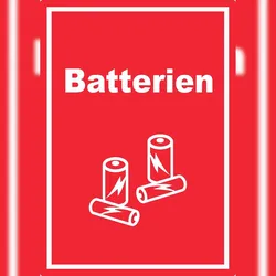 HB-Druck Batterien Mülltrennung Aufkleber Text Symbol AA AAA A9 (37x52mm)