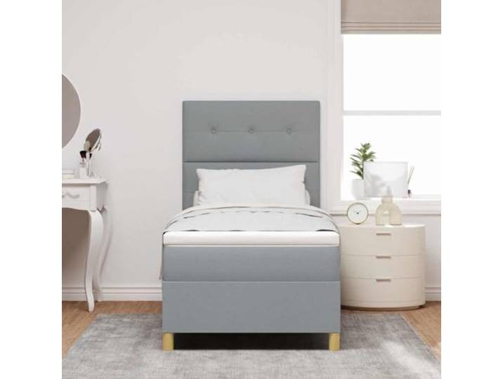 KTHLBRH Boxspringbett mit Kopfteil hellgrau 90 x 200 cm Ergonomisches Design, strapazierfähiger Stoff, für moderne Räume
