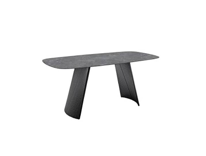 Robas Lund TOBELO Wangentisch, 180x90x76 cm, Anthrazit Marmoriert, 74,9 kg, Keramik-Tischplatte, Metallgestell, Feuchtes Tuch, Esszimmer/Küche/Wohnzimmer, Made in China