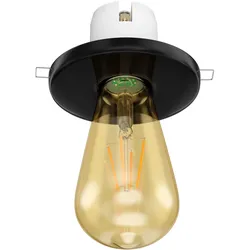 ledscom.de E27 Porzellan Decken-Einbauleuchte TELA, schwarz, inkl. LED Lampe, gold, 489lm, extra-warmweiß