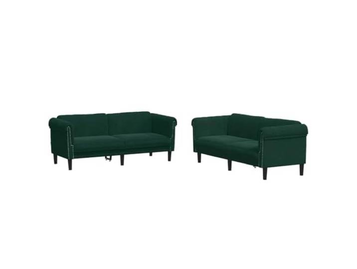 GHVBNMF 3-tlg. Sofagarnitur Dunkelgrün Samt Polstermöbel Set Wohnzimmer Elegante Samtbezüge und Weiche Polsterung Für Maximalen Komfort Im Wohnzimmer Inklusive Sessel 2er Und 3er Sofa.