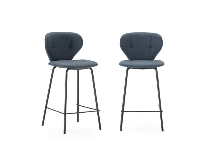 Calicosy Hockern (Set aus 2) mit schwarzen metallbeinen - maura 45/52/67 cm, Dunkelgrau, Kunststoff, 52x67x45 cm, Esszimmer, Barmöbel, Barhocker