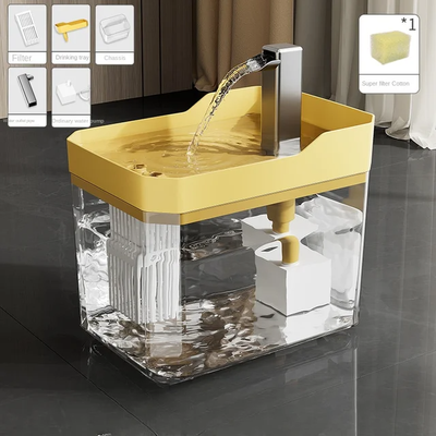 Discount Dollar Deals USB Rechargeable Cat Water Fountain With Anti Dry Pump Auto Filter yellow