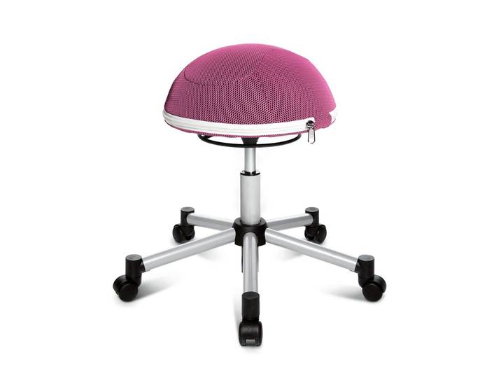 Bürohocker Topstar Sitness Half Ball Rosa/Silbergrau, Teppichrollen, Dynamisches Sitzen - optimal für gesundes Sitzen