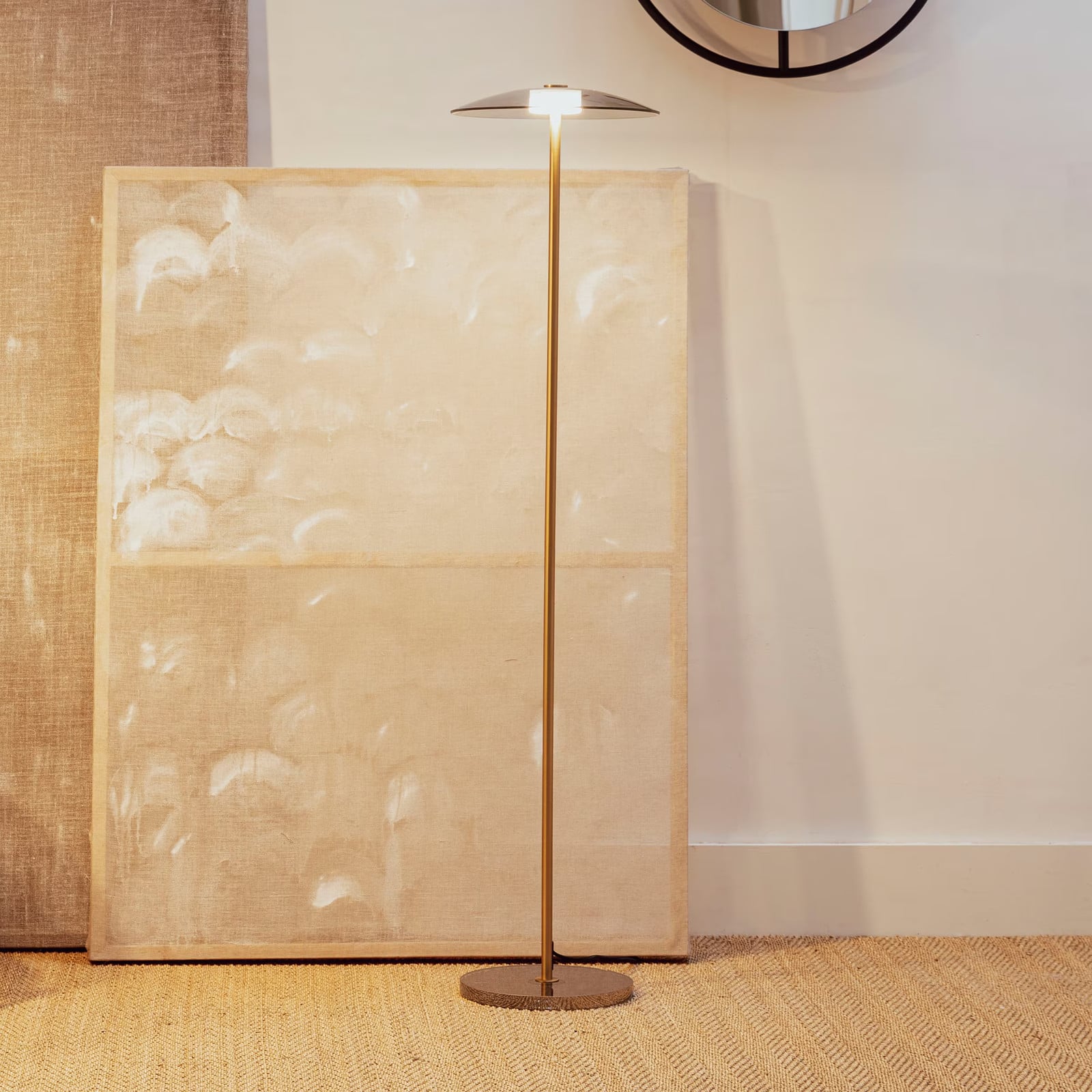 Zuiver Vloerlamp Float Glas Goud met LED - 132 cm