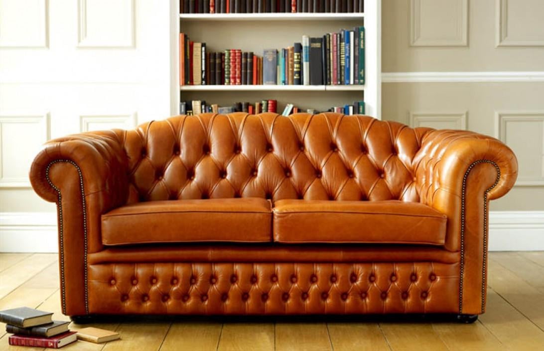 Chesterfield Klassieke 3-Zits Lederen Bank voor de Woonkamer