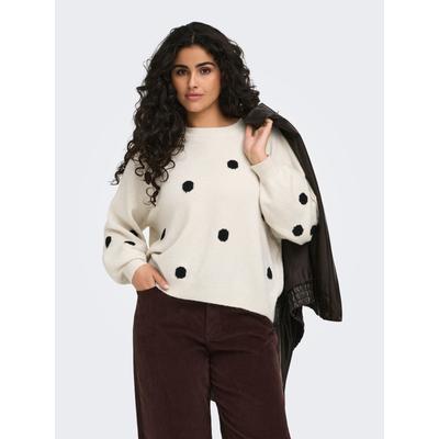 ONLY CARMAKOMA "CARRICA LS DETAIL O-NECK KNT" Materialmix, normal geschnitten