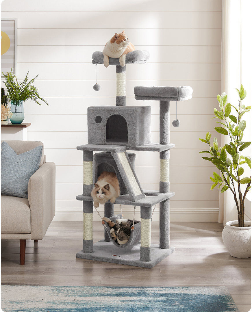 FEANDREA 155 cm H Cat Tree / Condo Gray 155cm H X 50cm W X 60cm D