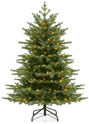 Costway 5/6/7 Feet Artificial Christmas Tree with 1426/2116/3156 Lush PVC and 200/300/400 Warm White LED Lights-5 fit