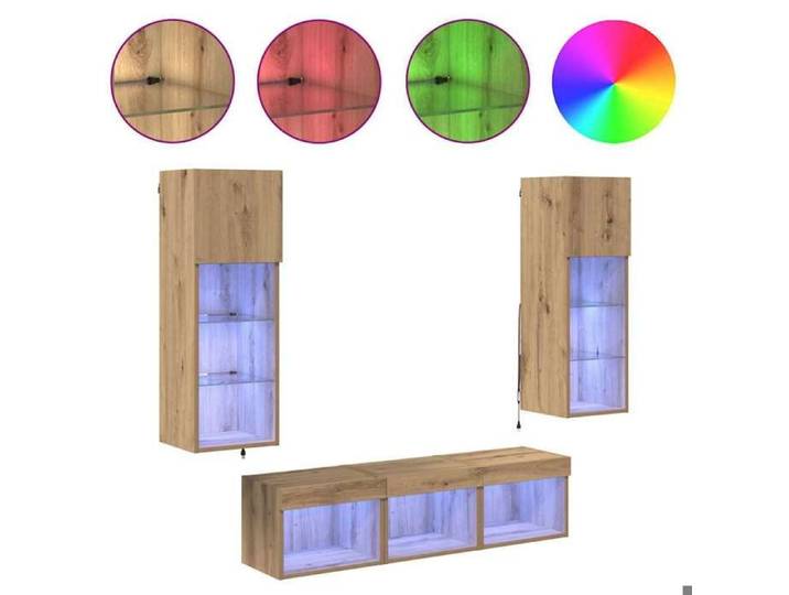 Armoires de Télévision - Marron - Desgin mural - 5 pcs - Chêne noir Bois d'ingénierie 60x30x30 cm T3145