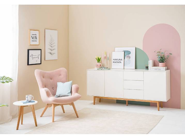 Sideboard - Breite 180 cm 180 x 80 x 40cm Weiß/Weiß