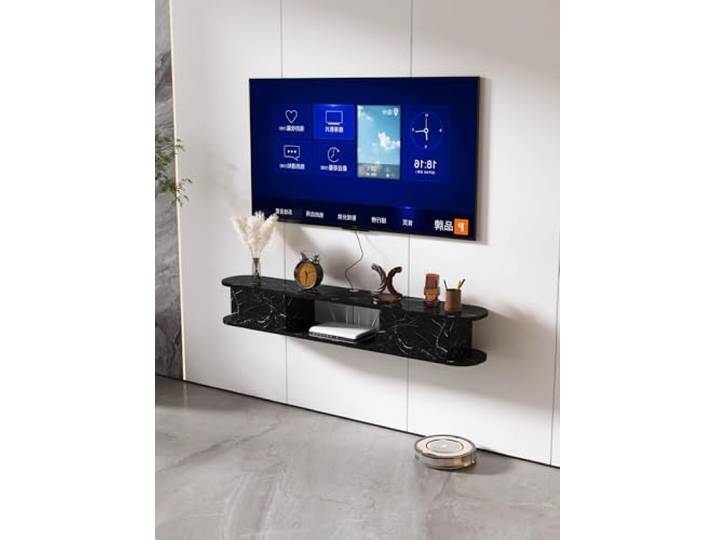 tv schrank Holz-TV-Konsole, Medienkonsole for Wohnzimmer und Schlafzimmer Wandmontierter TV-Schrank for Wohnzimmer, kleiner Raum