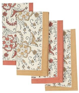 IVY SIENNA Napkins by Sustainable Threads   100% Cotton   Hand block printed   Fairtrade   18x18 inch (Set of 4)