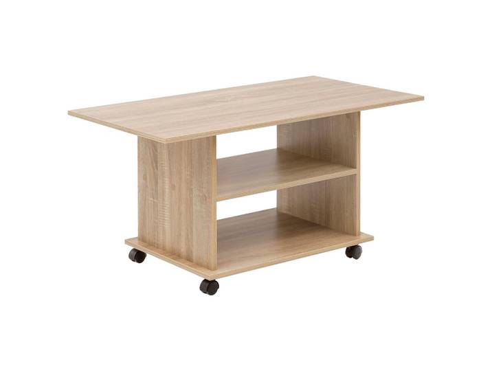 Couchtisch mit Rollen Eichefarben
