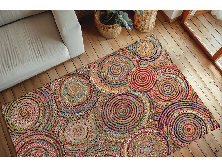 Kurzflorteppich Tulum 356 Multicolor 120 x 170cm Baumwollstoff