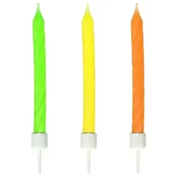 Geburtstagskerze mit Halter neon Ø5 x 60 mm