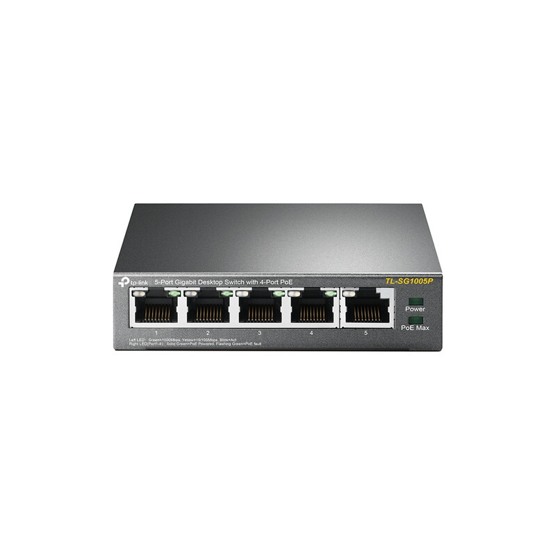 TP-Link TL-SG1005P 5-poorts Gigabit Desktop PoE Switch, Zwart