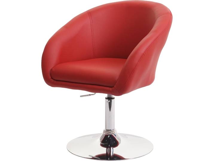 Chaise de salle à manger HWC-F19\, chaise de cuisine chaise pivotante fauteuil lounge\, pivotante réglable en hauteur ~ similicuir rouge