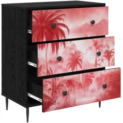 vidaXL, Kommode + Sideboard, Kommode AACHEN Rosa Palmenprint 66 x 36,5 x 76 cm Holzwerkstoff (36.50 x 66 x 76 cm)