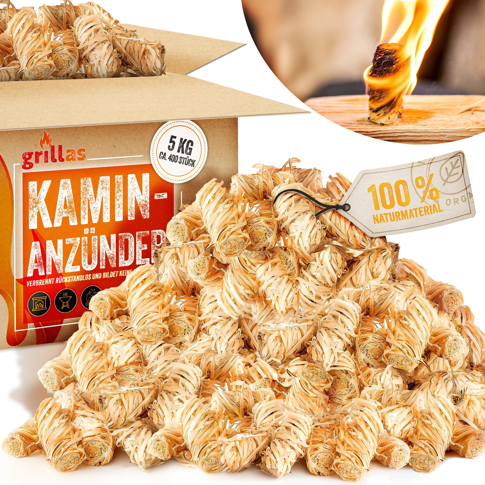 grillas biologische aanmaakblokjes van houtwol, 5 kg (ca. 400 stuks)