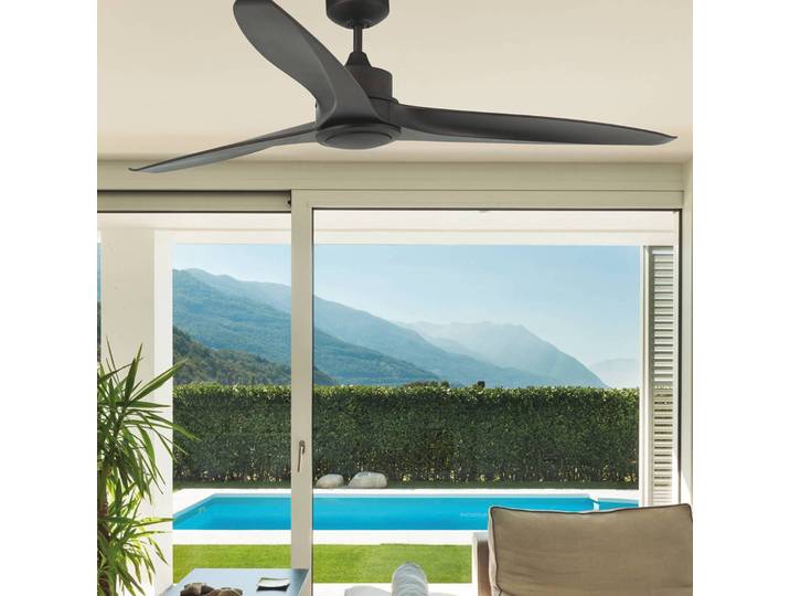 FARO BARCELONA LED-Deckenventilator Tonic, dunkelbraun Tonic, braun / rost, für Wohn- / Esszimmer, Kunststoff, Modern