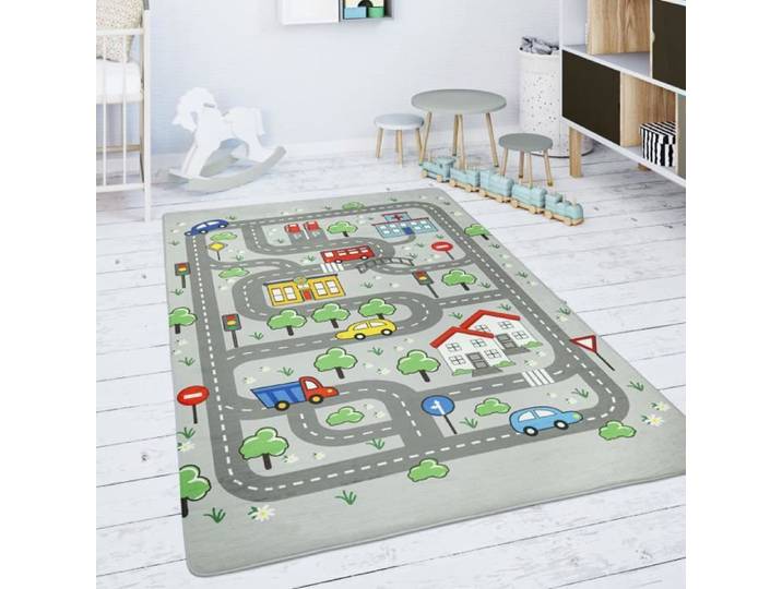 Paco Home Tapis Chambre Enfant Tapis De Jeux Tapis Bébé Tapis De Jeux Tapis Routes Gris 155x230 cm
