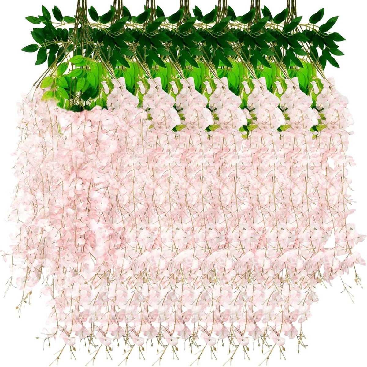 24 stuks Lichtroze Nep Blauweregen Slieren - Kunstbloemen voor Bruiloft Decoratie - Zijden Bloemblaadjes