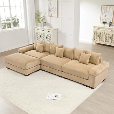 Oversized Corduroy Cloud Modular Sofa with Throw Pillows