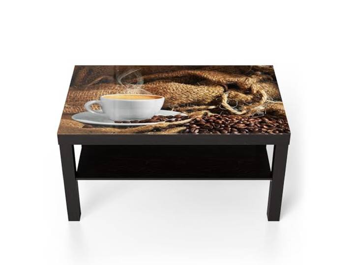 DEQORI Glastisch schwarz groß 90x50 cm Motiv Espresso Eleganz ausgefallener Beistelltisch aus Glas Hochglanz Couchtisch fürs Wohnzimmer moderner Couch Tisch mit Design