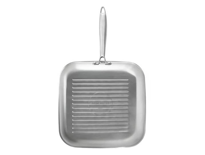 Grill 28 cm en inox avec fond triplex - 28 - argenté
