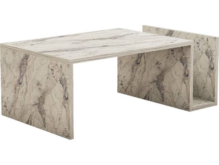 Table basse en bois \ Memo\ - 86 x 50 x 32 cm - Marbre Freesia