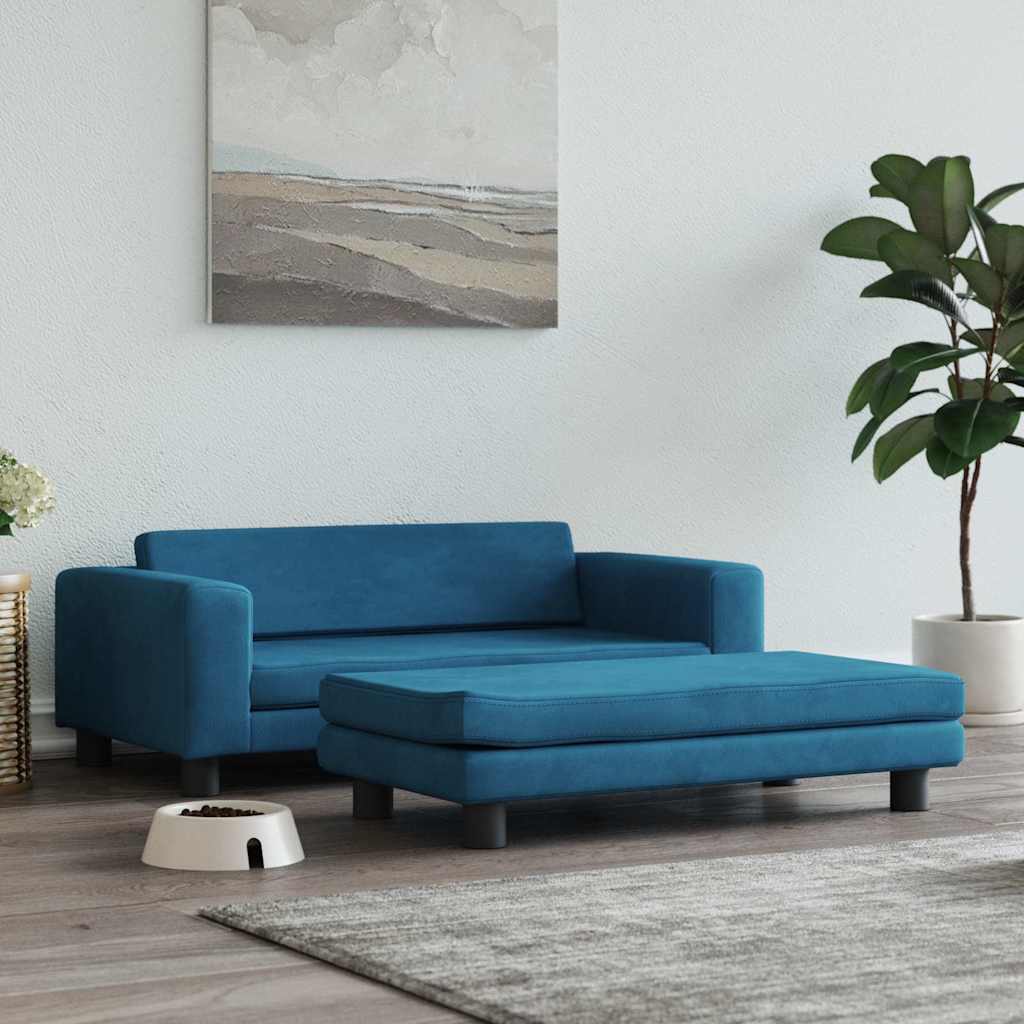 vidaXL Cama para perros con extensión terciopelo azul 100x50x30 cm Azul