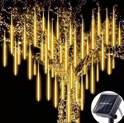 Inspire Curations Solar Meteor Shower Lights 8 Tube Falling Rain Outdoor Decor warm 50cm 8 Tube