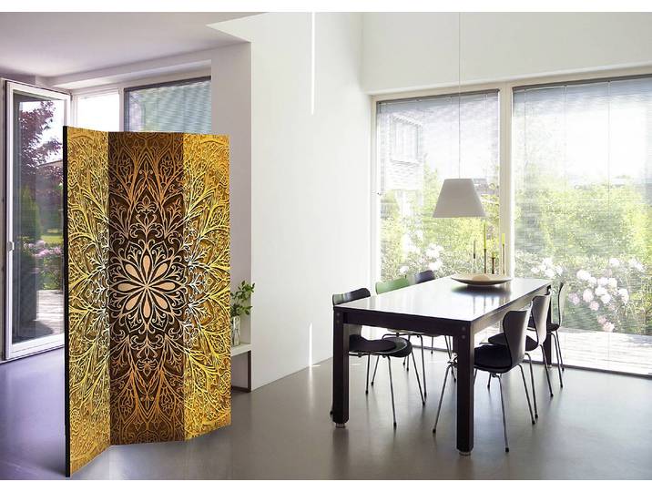 Paravent Sacred Circle 1 côté Intissé sur bois massif Marron 135 x 172cm