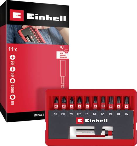 Einhell Impact Bit Taschenbox 11tlg 118673 Bit-Set 1/4 (6.3 mm), PH, PZ, Sechskant, TX