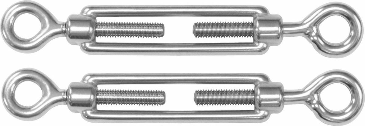 AMIG Spanschroeven met oog/oog, 2 stuks, 11 cm, 316L RVS, 200 kg, M8 schroefdraad