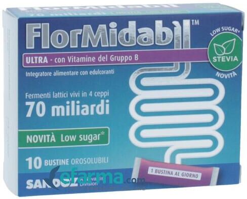 Flormidabil Ultra Con Stevia Polvere Integratore Fermenti Lattici Vivi 10 Bustine